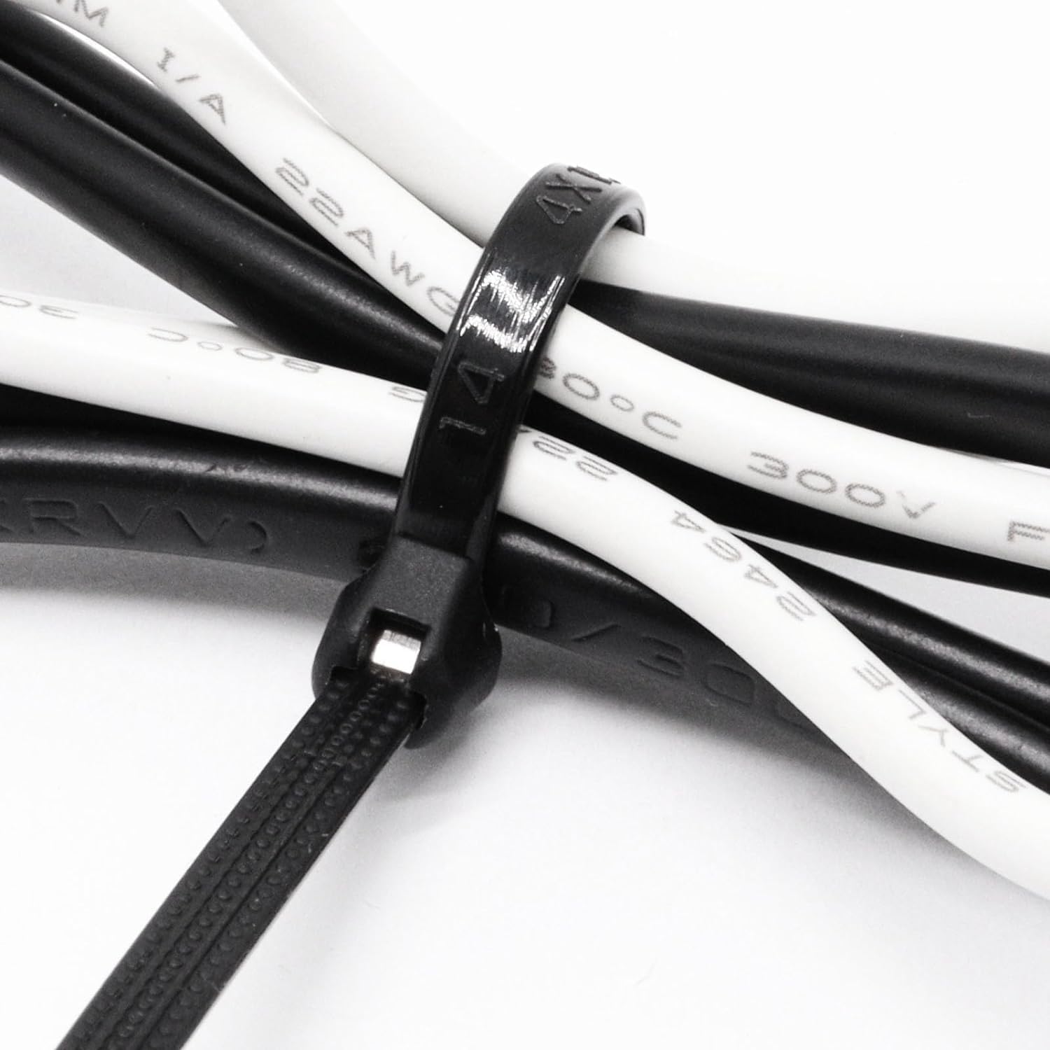 500pcs Push Mount Zip Ties Assorted Sizes, 4+6+8+10+12inch Cable Zip Tie with Stainless Steel Metal Tooth Locking Device, Self Locking Straps Heavy Duty Nylon Zip Tie Clips