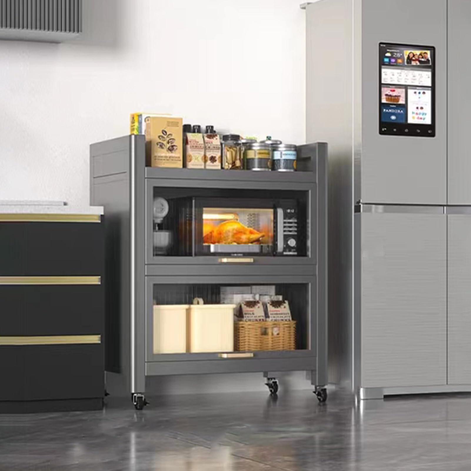 Armoire de rangement de cuisine et support de boulanger pour four à micro-ondes