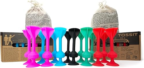 Juego Juego de fiesta de lanzamiento de ventosa para interiores y exteriores, apto para familias, paquete doble, rojo, cian, rosa, azul, diversión