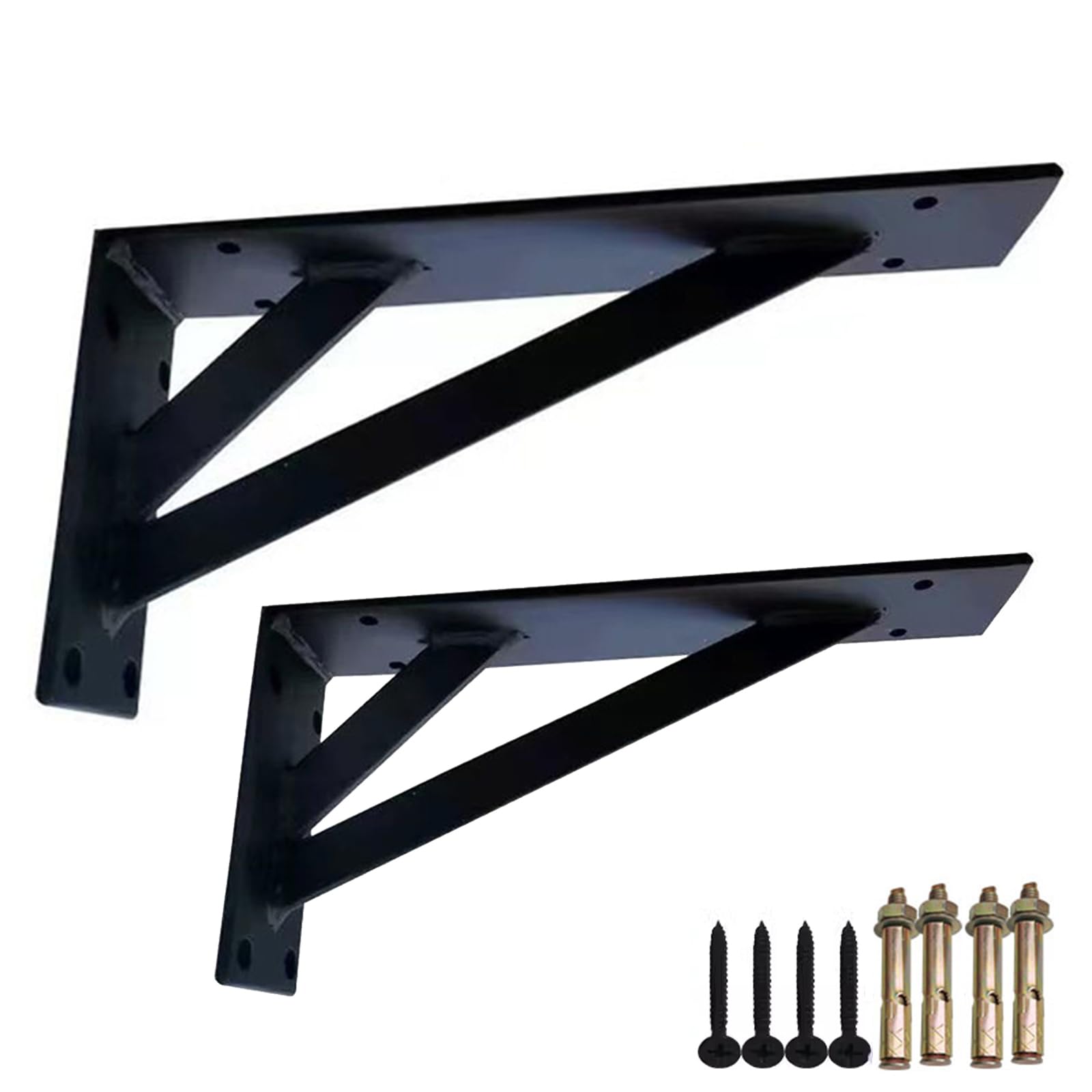 2x Staffa per Mensola Triangolare,Supporti per Mensole Galleggianti a Parete,Reggimensola in Acciaio al Carbonio,Staffe per Scaffali Pesanti Supporto di Metallo,con Viti,Nero (50cm)