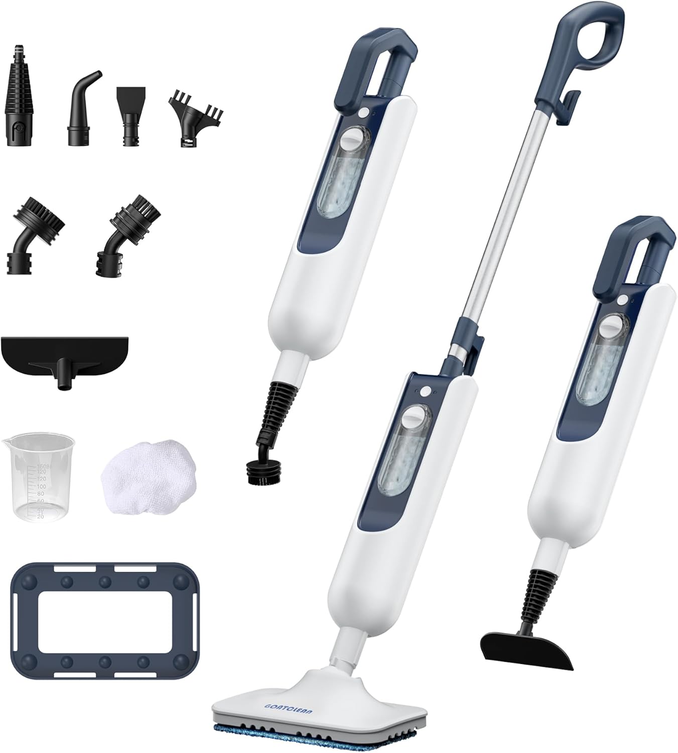 Steam Mop with 11 Attachments, 20-Second Heat-Up, 12 fl oz Tank, 22.9 ft Power Cord, Handheld Home Steam Cleaner for Multi-Surface Hard Floors, Kitchen, Barthroom, Tiles, Cars, Furniture
