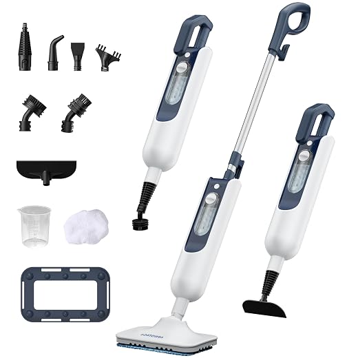 11‑in‑1 Dual‑Mode Steam Mop, Rotated Head, 13.5 Fl Oz Tank Up to 20 Mins Steam Cleaner for Home, 20S Fast Heat, Long Cord, Multifunctional Floor Steamer for Hardwood, Tile, Carpet, Walls (Rice White)