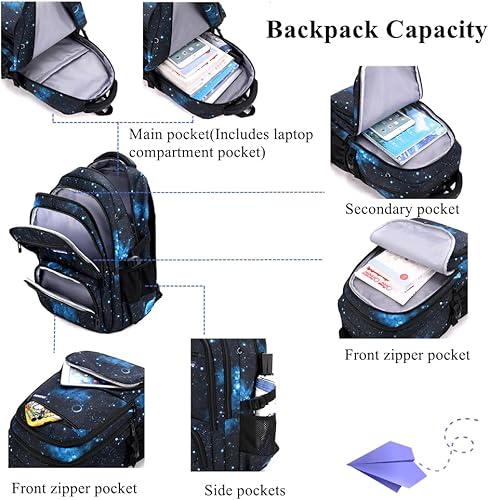 Miniatura 3 de Mildame Mochila con ruedas con estampado geométrico para niños y niñas con bolsa de almuerzo para adolescentes con ruedas, juego de bolsa de carrito
