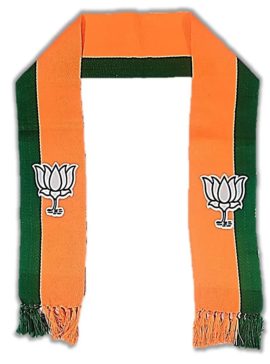 Balajii hub Bharatiya Janata Party – BJP Flag Design Neon/Flurorescent Scarf - Roto Fatka in 100% Cotton Fabric – 58 Inch Size Dual Colour-image-30