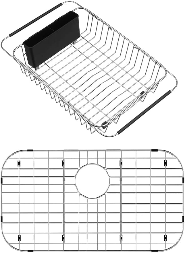 SANNO Expandable Dish Drying Rack Over The Sink Dish