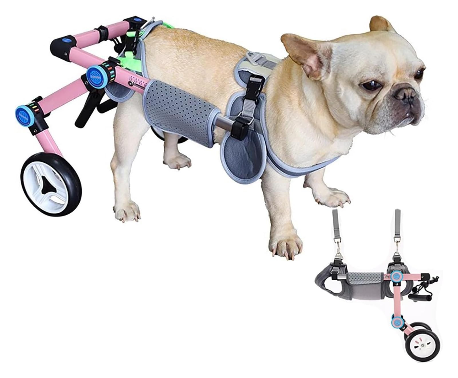 Harnais de soutien rose XS avec roues : aide à la mobilité réglable pour arthrite