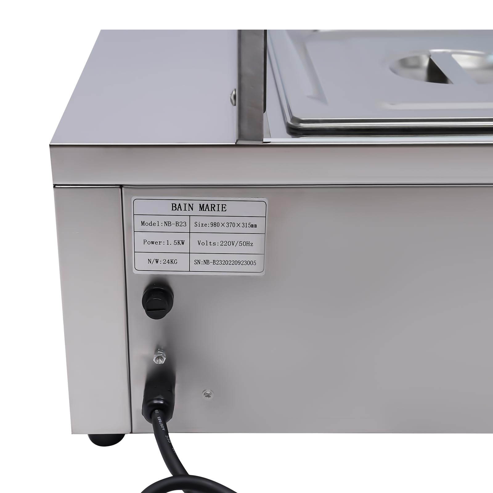 Riscaldatore a buffet in acciaio inox da 1200 W, termostato regolabile, 30 – 80 ℃ (86 – 176 ℉), 3 contenitori per buffet da 6 l, scalda cibo elettrico, 220 V, per catering, buffet