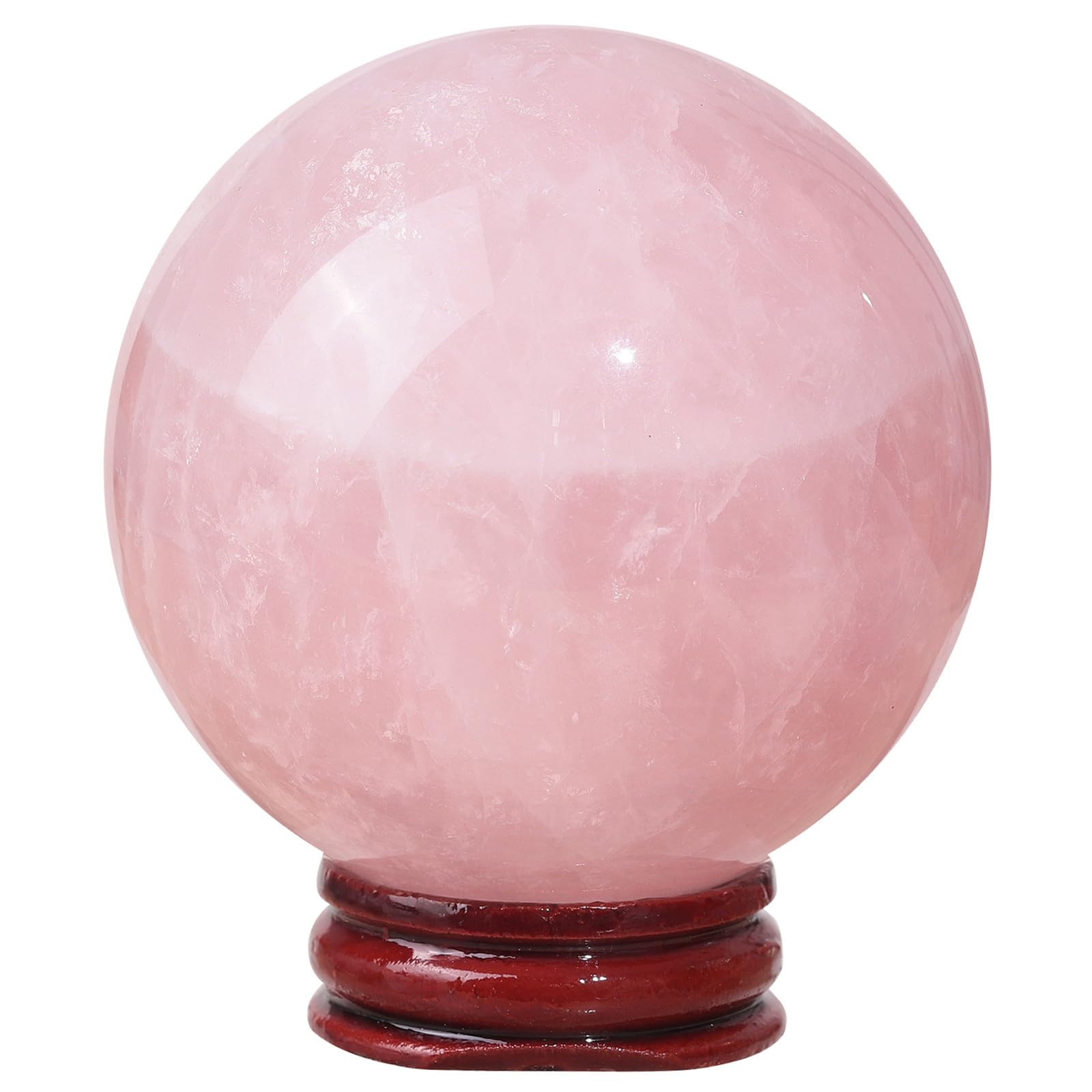 Nupuyai Natural Rose Quartz Crystal Ball with Wooden Stand