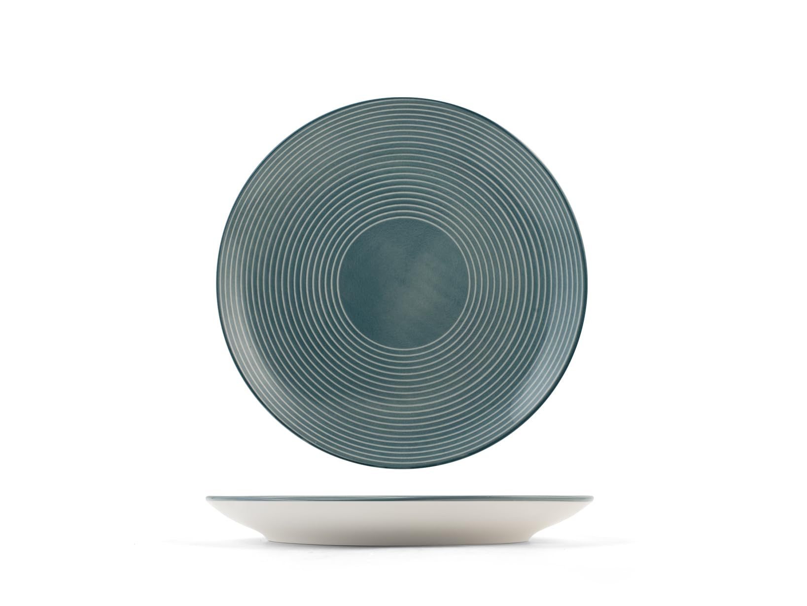 H&H, Serwis stołowy Echo 18 sztuk porcelany, kolor mosiądzu, forma coupe, 6 talerzy obiadowych, 6 talerzy do zupy, 6 talerzy na owoce, można myć w zmywarce i używać w kuchence mikrofalowej