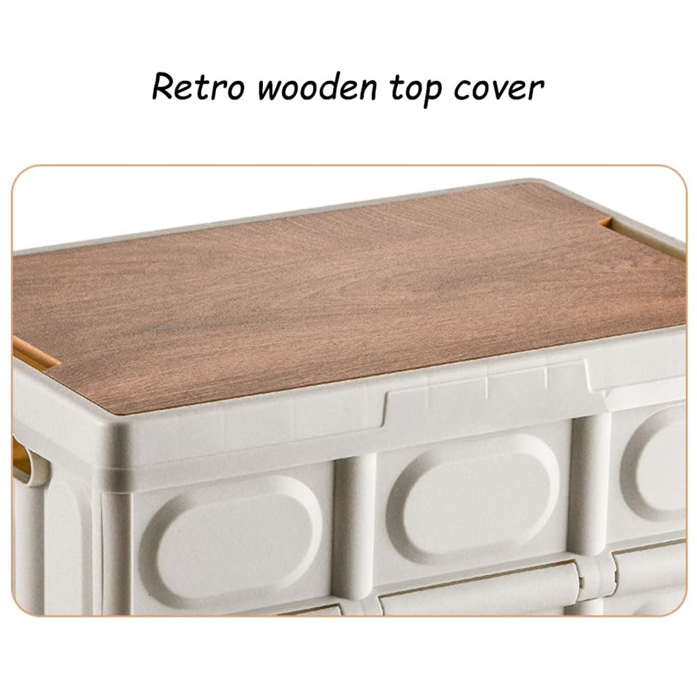 30L/55L Organizer do bagażnika samochodowego z drewnianą pokrywą, domowy składany schowek do bagażnika samochodowego, wodoodporny, wytrzymały, przenośny organizer do bagażnika samochodowego, kemping