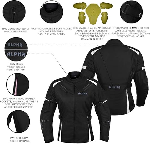 Miniatura 2 de Chaqueta de moto para mujer ALPHA CYCLE GEAR para todas las estaciones, resistente al agua, con armadura CE