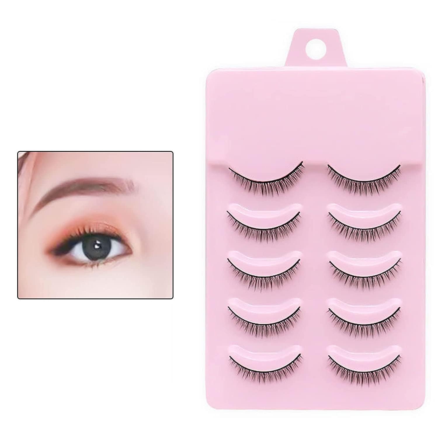 5Pairs False Eyelashes Short Fake Mink Lashes Enlarge Eyes Natural Perfect Fitting Artificial Fiber Extensions Eye Lashes Fake