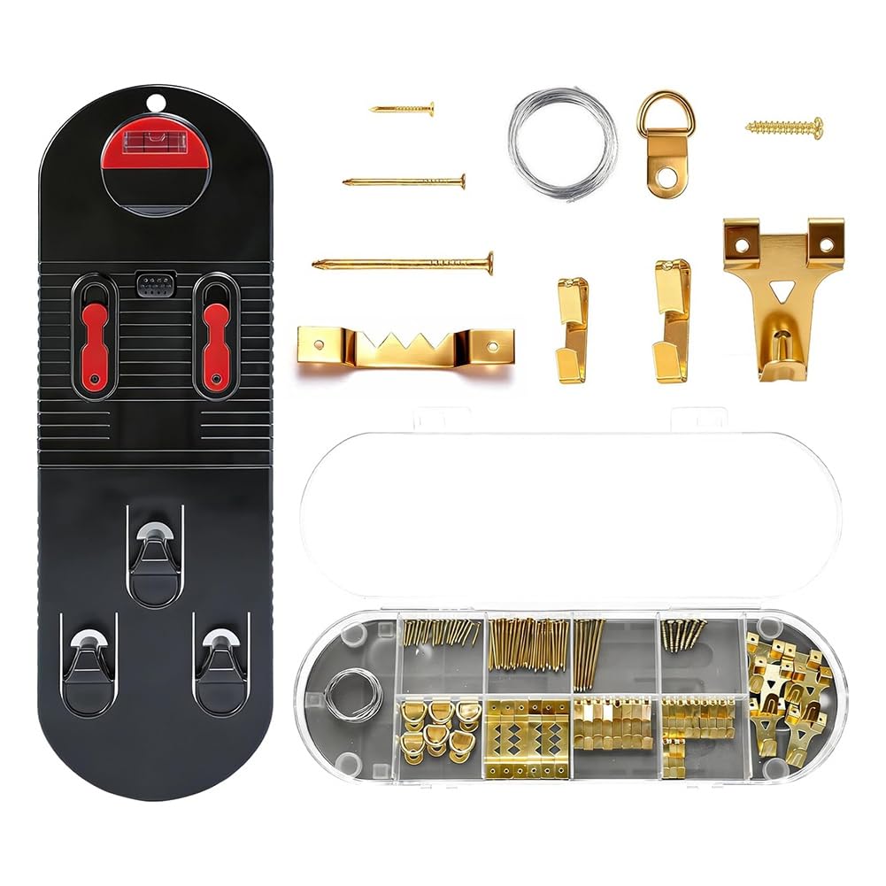 Jnchdghwa As Shown For Perfect Alignment 104-Piece Picture For Hanging Tools Kit With Built-In Level, No Measurement Required