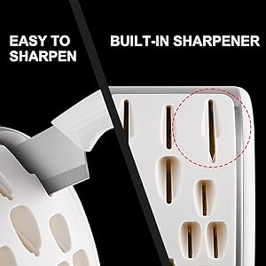 RAXCO Knife Sets for Kitchen with Block,15-Piece German Stainless Steel Kitchen Knives for Professional Cutting,White