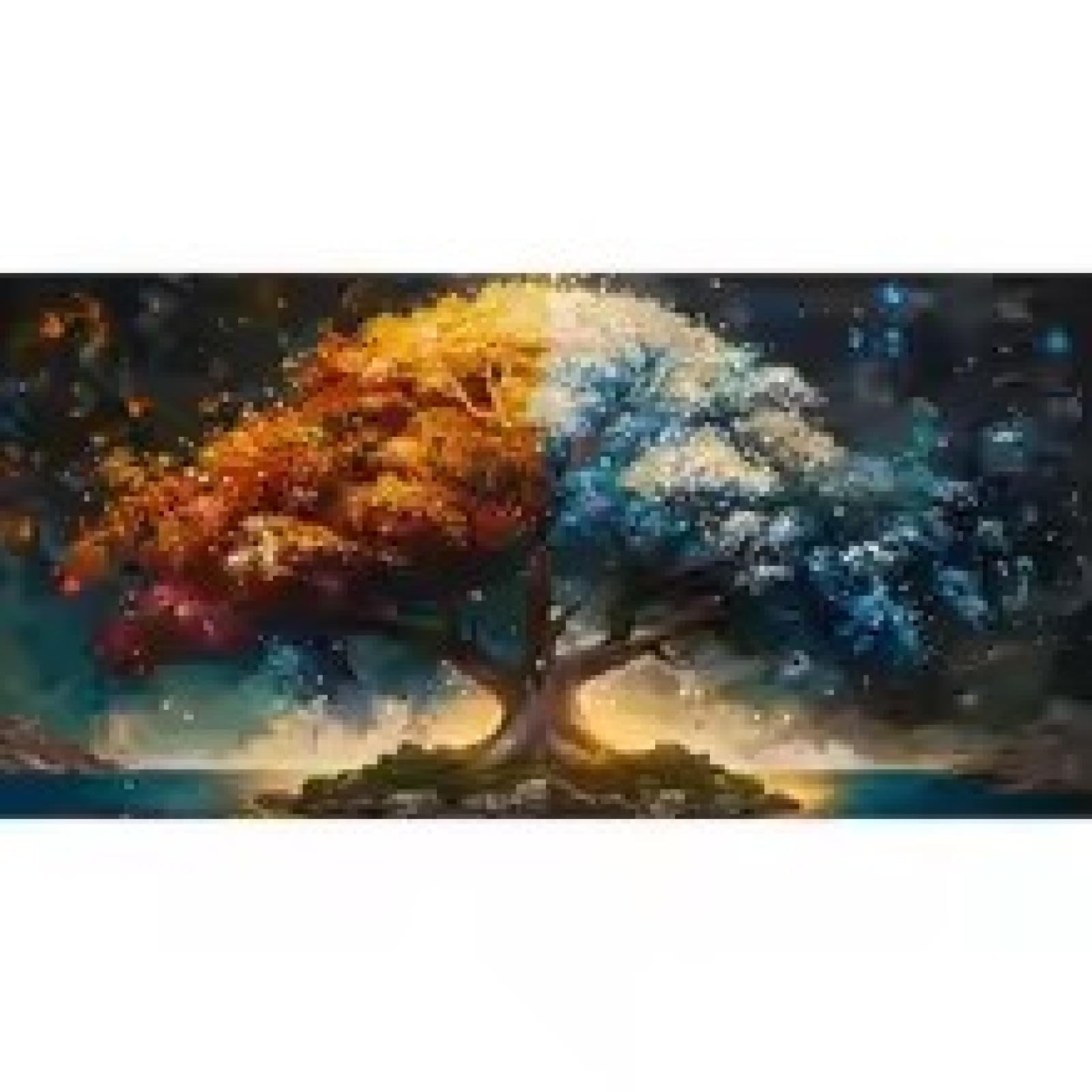Toile moderne abstraite arbre bicolore de qualité supérieure, affiche grand format
