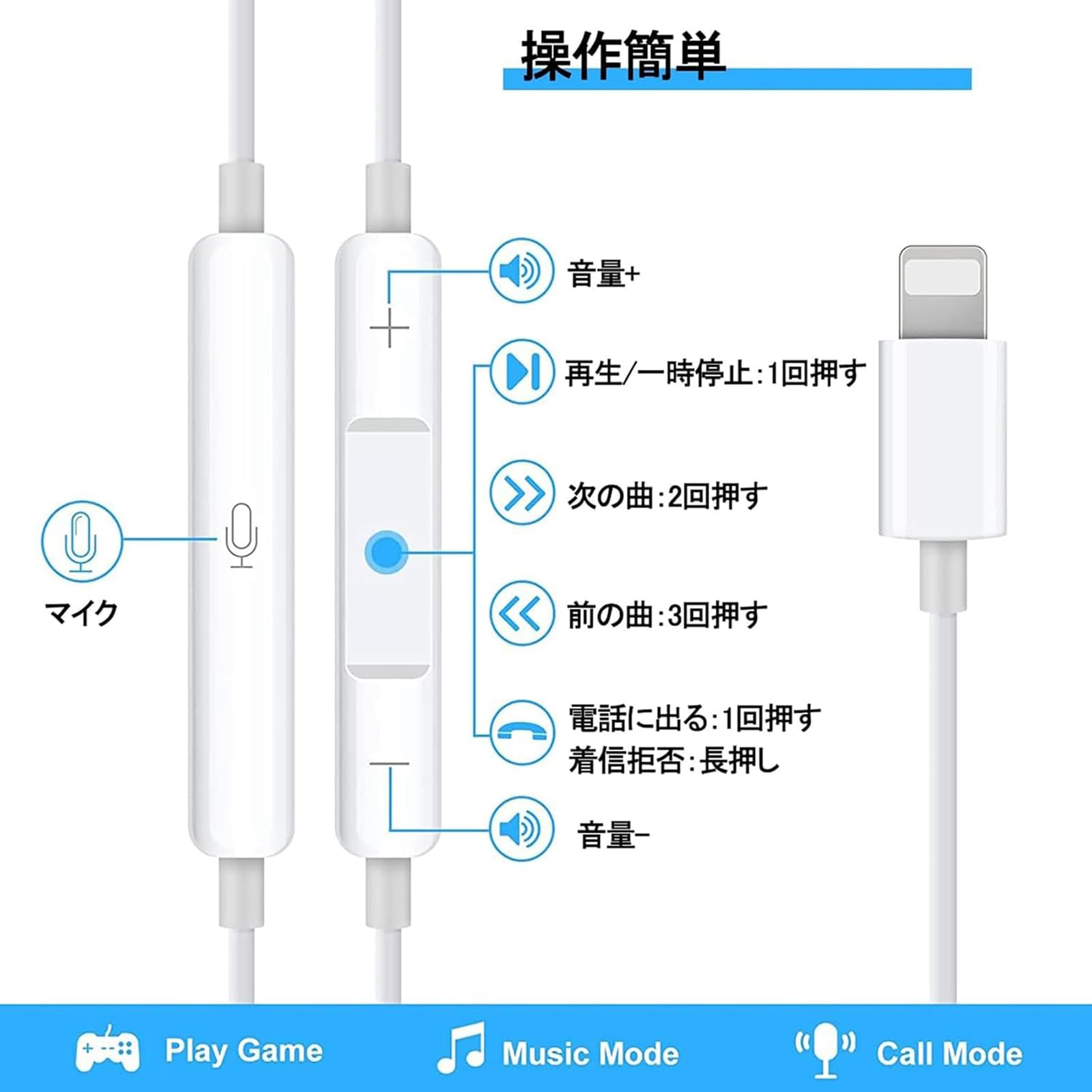 Amazon.co.jp: イヤホン iPhone 用 有線 マイク付き 重低音 ステレオ