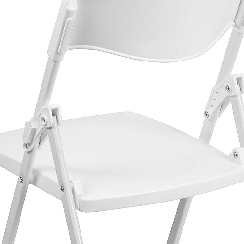 Miniatura 15 de Flash Furniture HERCULES Series - Silla plegable de plástico blanco resistente de 500 libras con soportes integrados