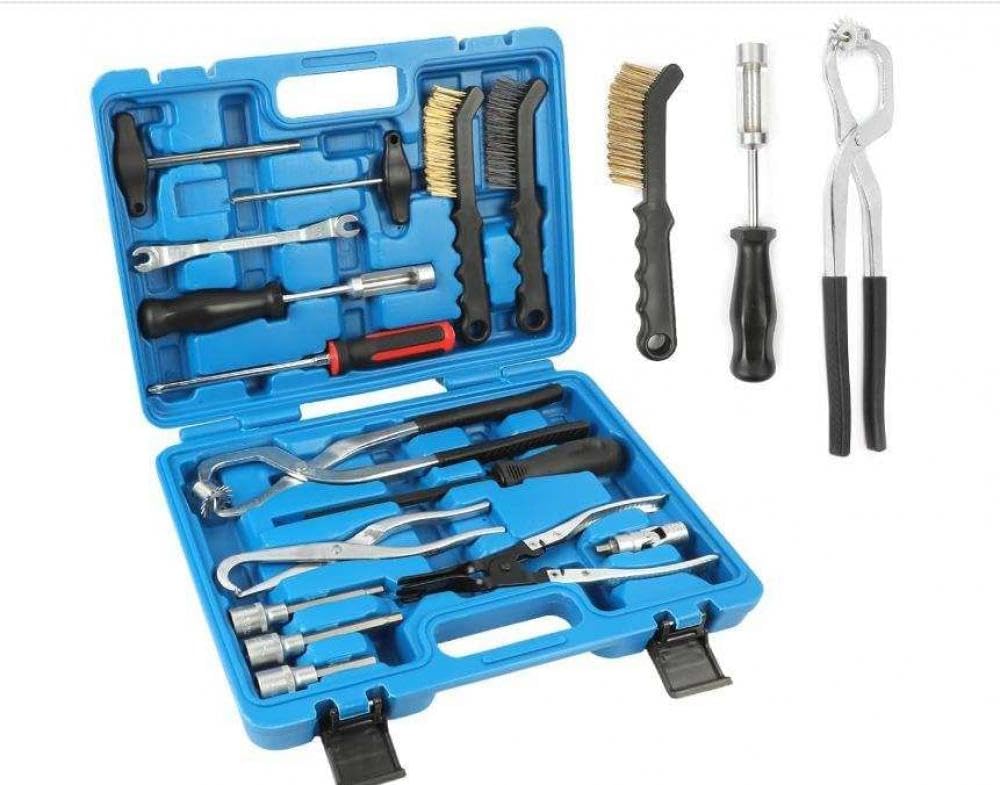 15 Piece Drum and Disc Brake Tool Set Compatible with Brake Installation and Removal with Anti-Rust Finish and Brake Spring Pliers