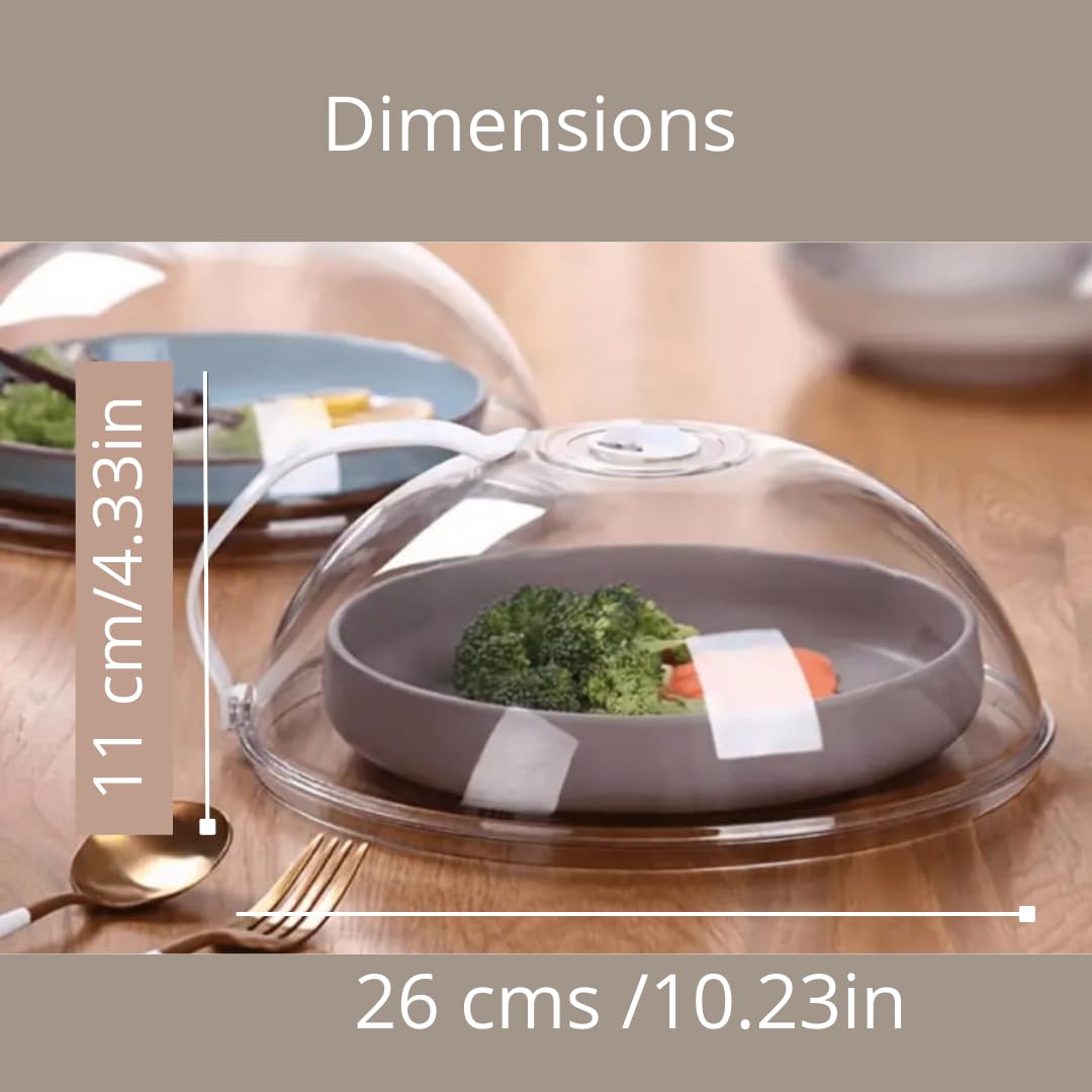Cubierta para Microondas Transparente con Asa, Tapa sin BPA REsistente a 200º C, 26 cm de Diámetro, y 11 cms alto.Proteccion contra salpicaduras (No es vidrio) (Transparente 11 alto) — view 2