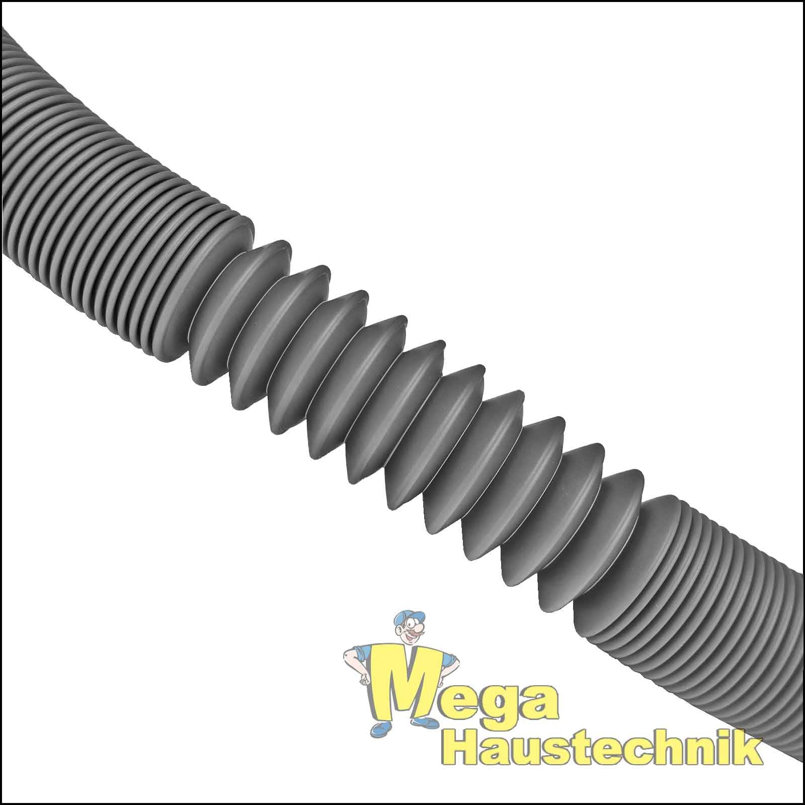 MegaHaustechnik Ablaufschlauch-Verlängerung ausziehbare Länge 90 bis 300cm, Innendurchmesser 20mm ¾ Zoll, Set mit 2 Edelstahl Schlauchschellen und Verbinder für Waschmaschine Geschirrspüler