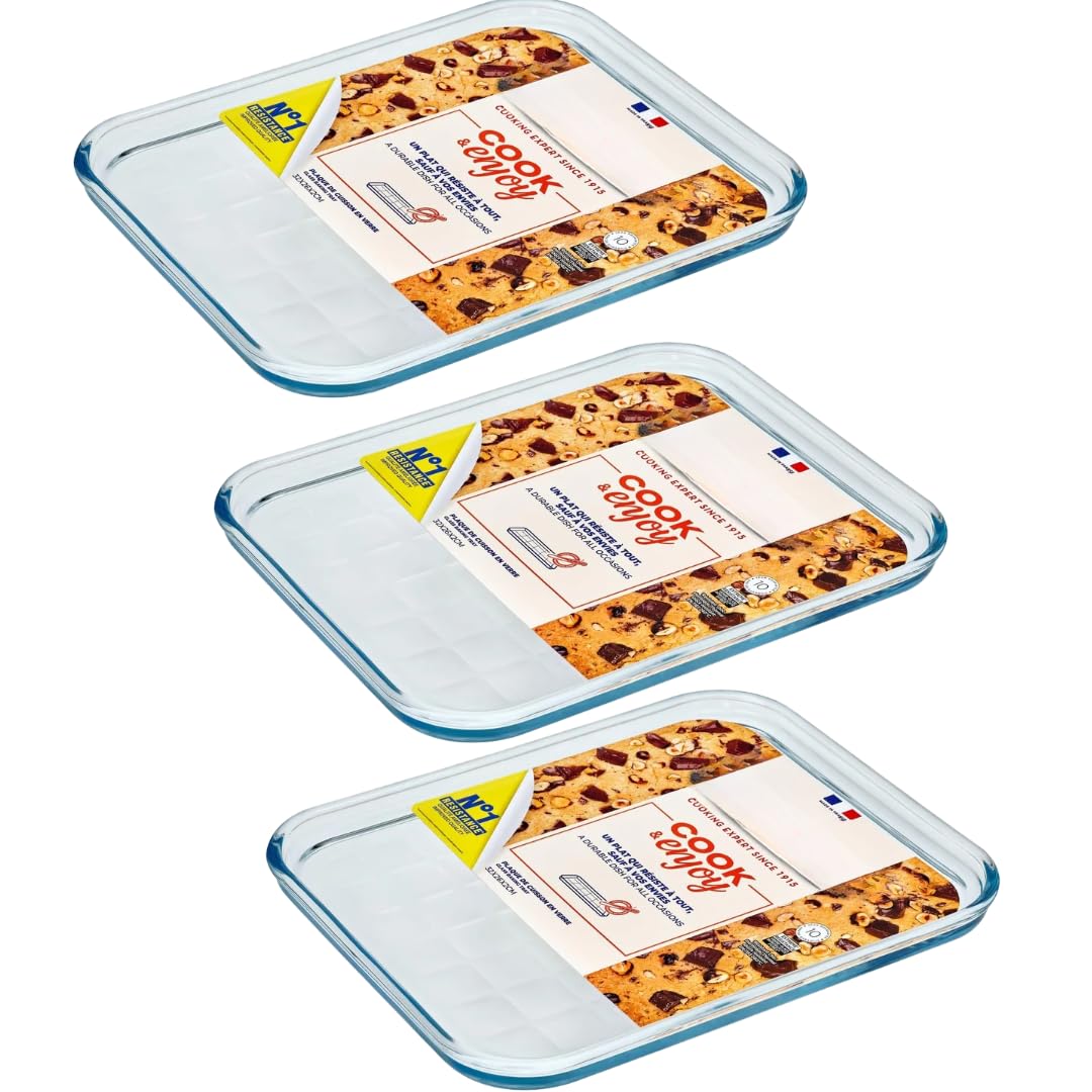 Glass Baking Tray Ovenproof Heat Resistant Scratch Resistant 32x26cm Safe for Dishwasher, Refrigerator, Freezer (3)