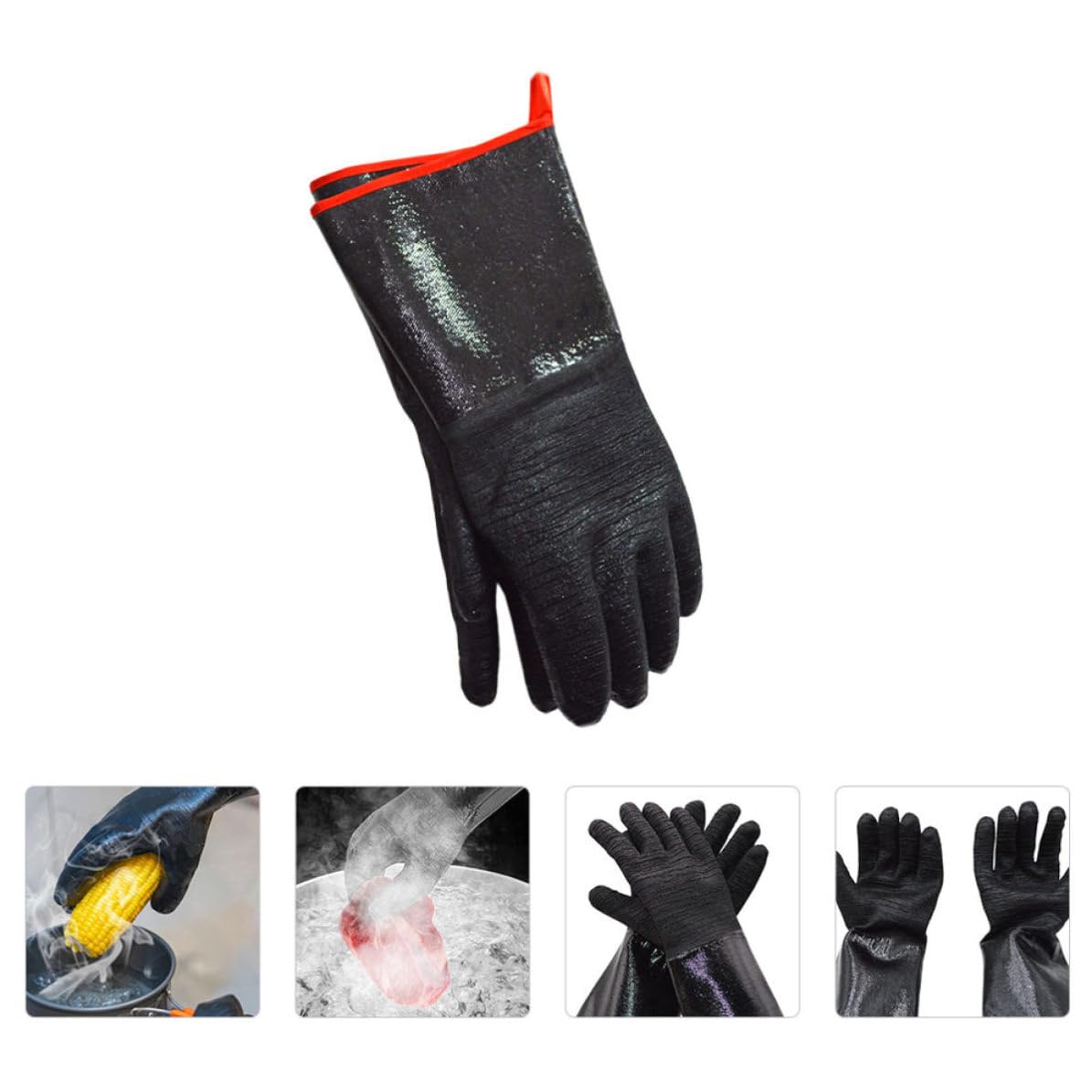 Gatuida 2 Paia Guanto da Forno in Neoprene Nero, Cinque Dita, Resistente al