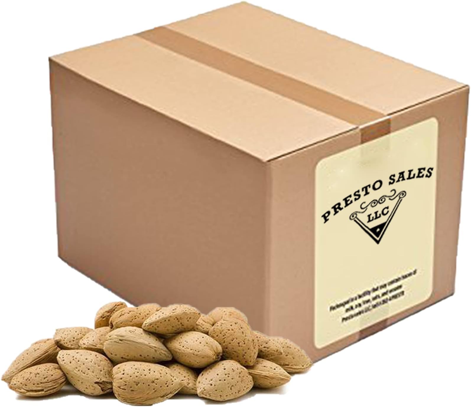 Almonds, "Fresh off the tree" In shell Raw, Perfectly Natural, Quality, Ideal snack for Adults and Kids, packaged in 10 lbs. (160 oz.) bag/box by Presto Sales LLC