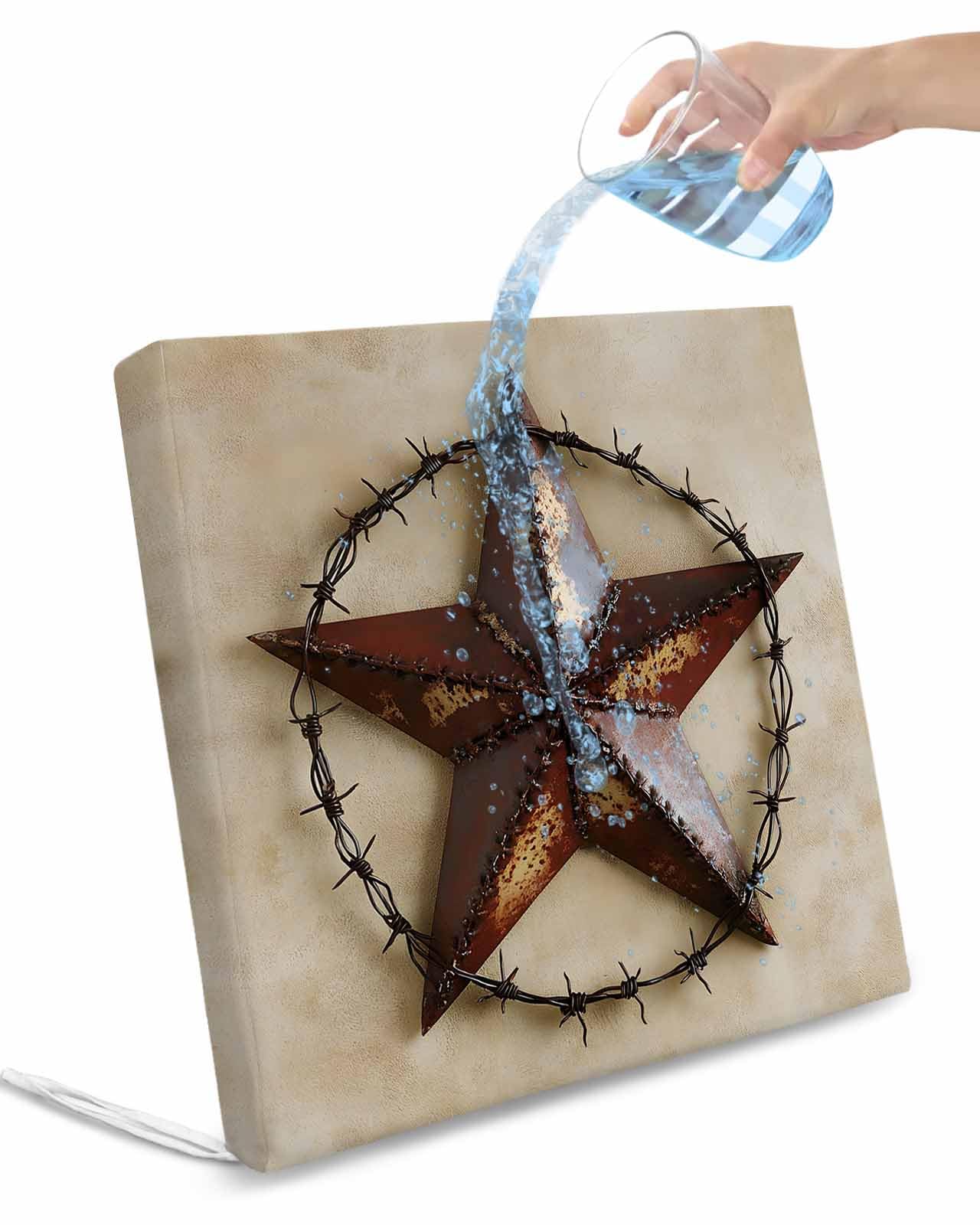 Hokiten Texas Star Rustic Outdoor Cushion Chair Cover Set of 2 - Waterproof Couch Seat Covers, Vintage Country Stars Abstract Patio Furniture Protector Cushions Slipcovers for Sofa/RV, 24