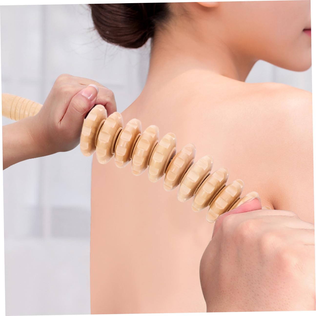 Ipetboom Holzmassage Schultermassagegerät mit Massagerolle Multifunktionaler Körperroller für Akupunkturmassage Leichtes Design Geeignet für Nacken und Beine im Home Supply
