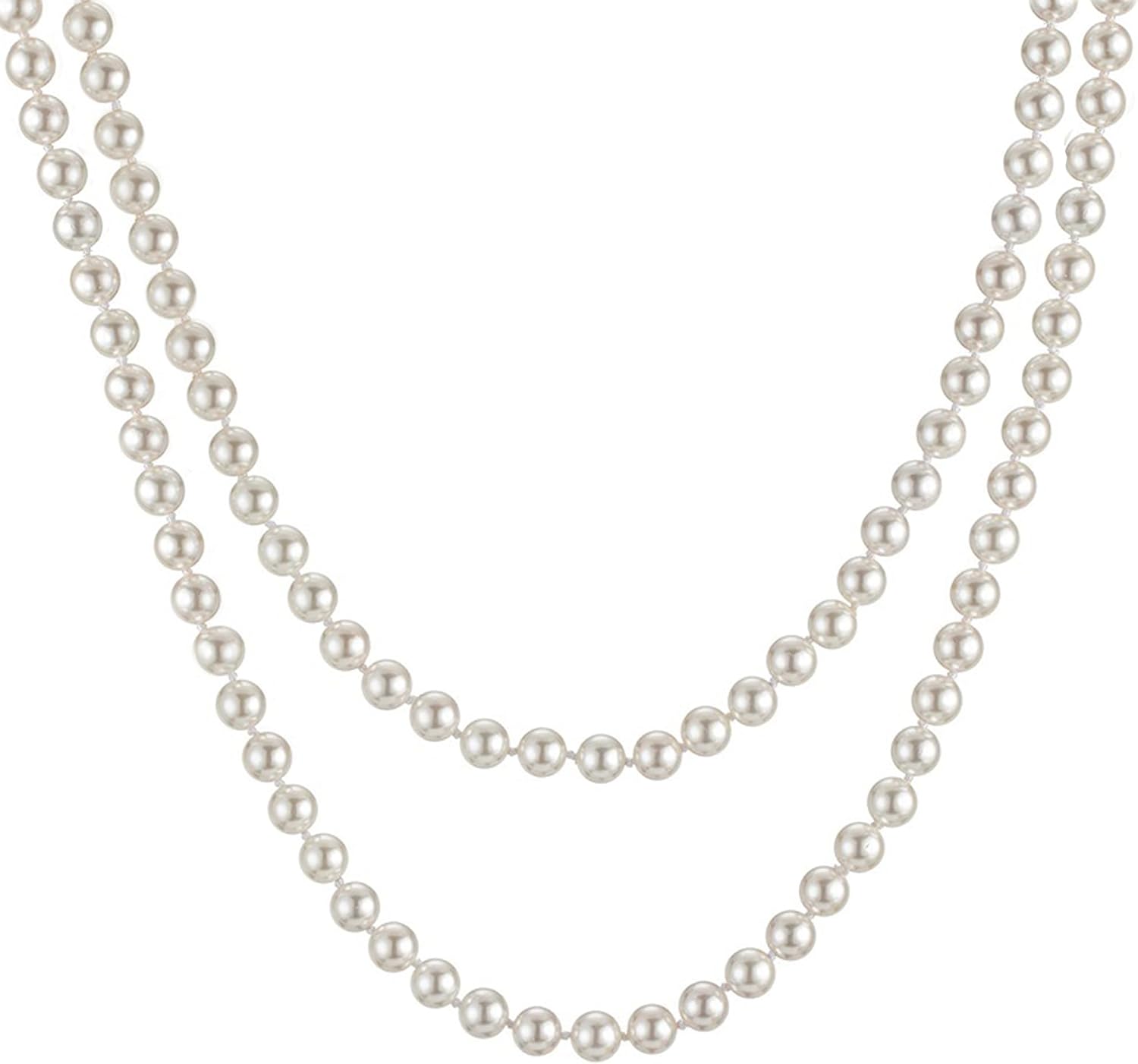 Long Pearl Necklace for Women 59" Faux White Pearls Necklaces Black Bow Pearl Beads Necklace 1920s Statement Bride Wedding Jewelry Gifts