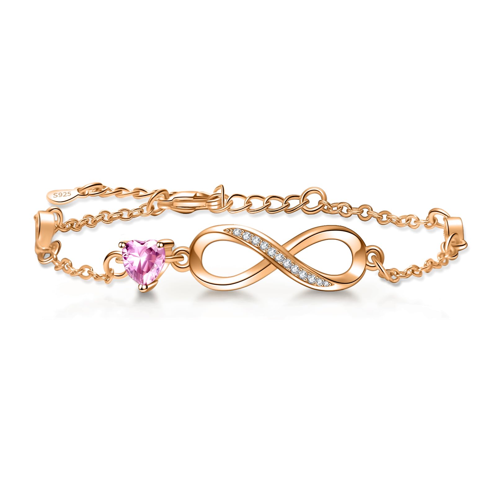 TusuzikRegalos para Mujer,Pulsera Mujer Plata de Ley 925 Amor Infinito Pulsera con Caja Regalo para Mujeres Madre Mamá