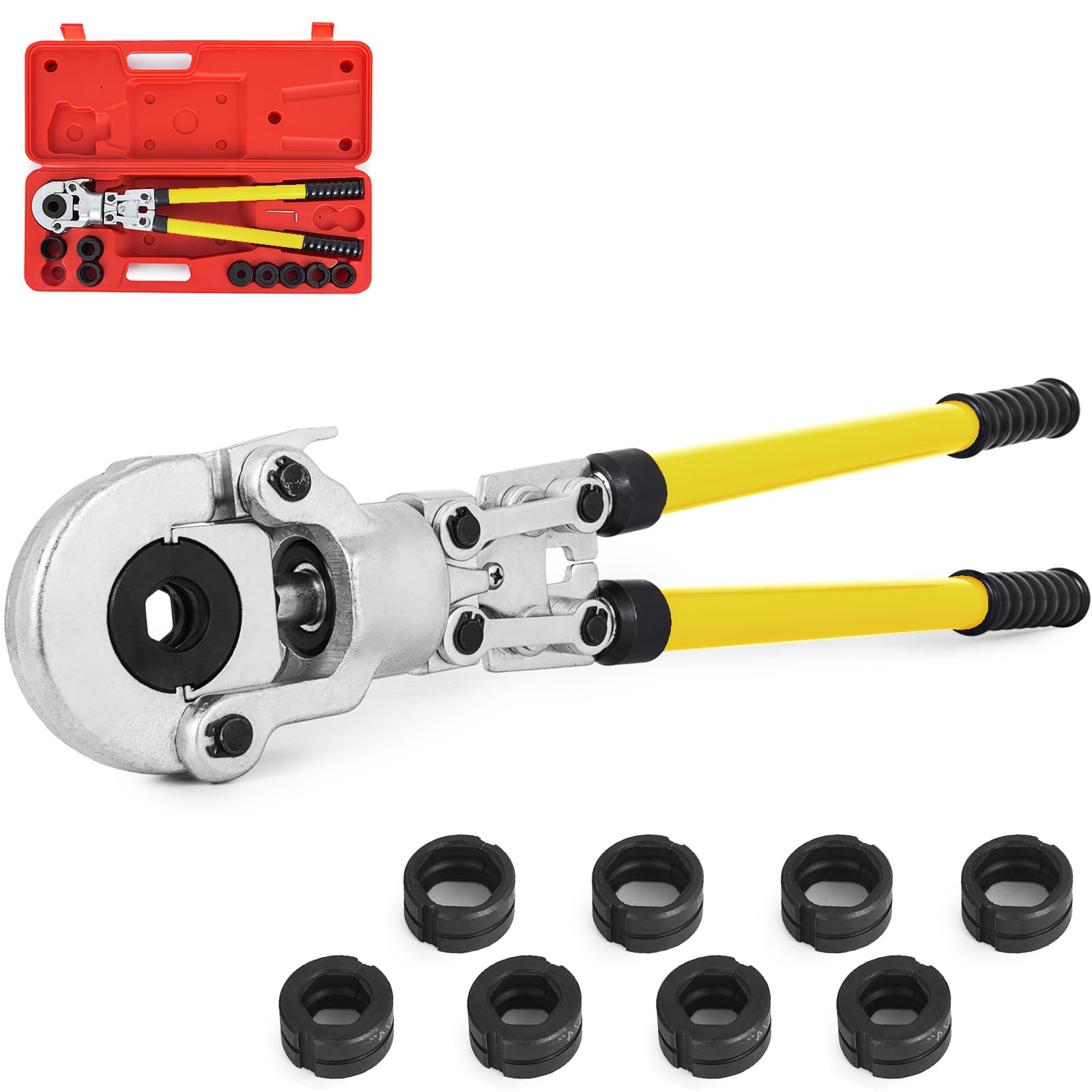 VEVOR Alicates Prensadores de Tuberías 12-32 mm, Multicapa V12, V15, V22, V28, TH16, TH20, TH26 y TH32 mm, Alicates para Tubos con Cabezal Giratorio de 360°, Alicate Profesional para Tubería