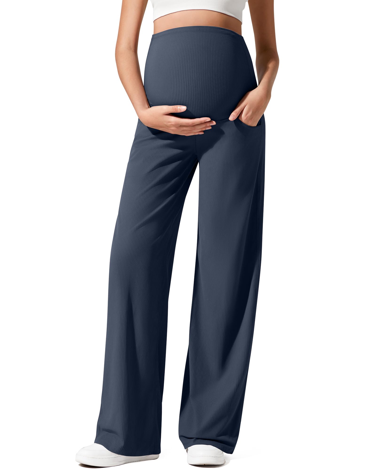 G4Free Maternity Pants Pregnancy Trousers Yoga Stretchy,Taupe,M,Regular