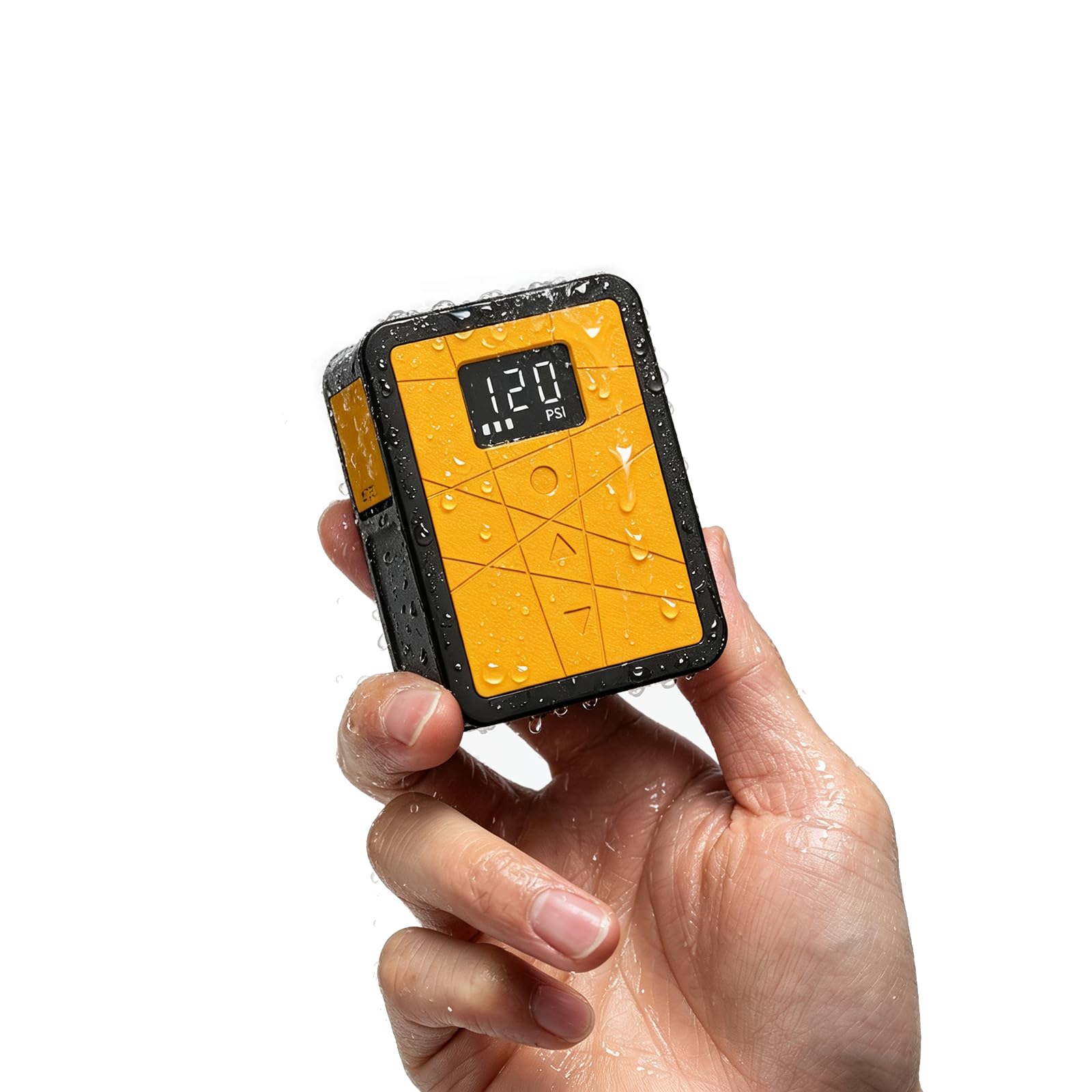 AIRBANK Pompe à vélo étanche avec manomètre, 120 PSI, 600 mAh, Pocket 3 | Étanche, pour les jours de pluie, arrêt automatique, compatible avec les valves Presta et Schrader pour vélos de route