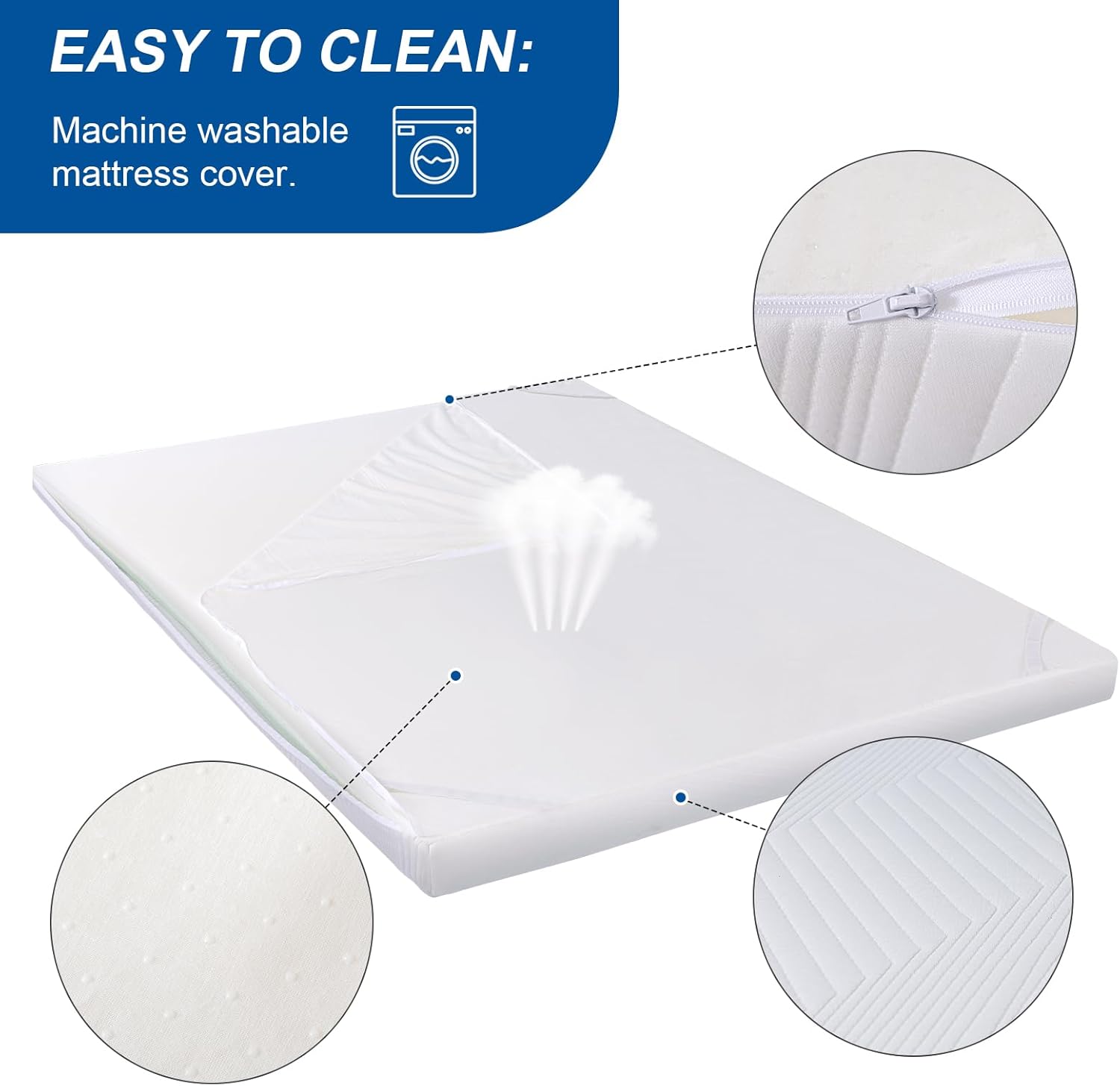 Opoiar 4 Inch Full Size Gel Memory Foam Mattress Topper, CertiPUR-US Certified, with Removable Washable Cover, Pressure Relief & Non-Slip Bottom for Sofa Beds, RVs, Dorms