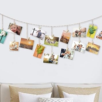 390 PCS Mini Clothes Pins, Wooden and White Small Wooden Clothes Pins with Jute Twine, Clothespins, Clothes Pins for Photos Crafts DIY Project