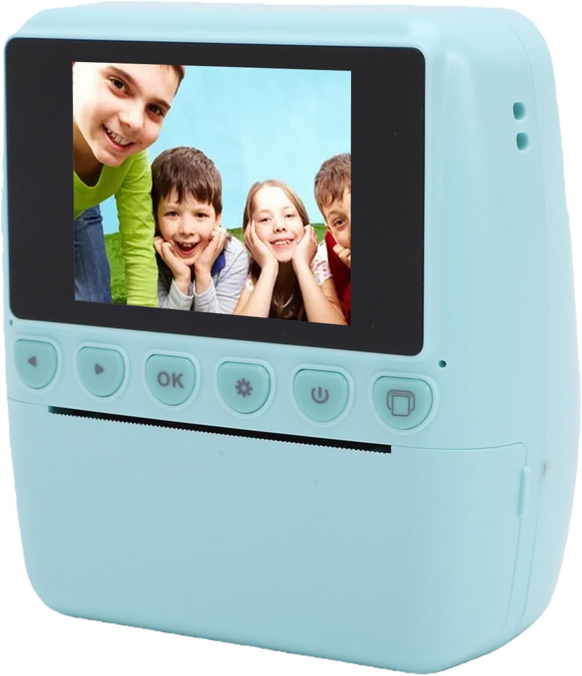 Instant Print Camera for Kids, 48MP 1080P HD Video Digital Thermal Photo Printer, 2.4 Inch Screen Rechargeable with 2 Paper Rolls, Fun Filters Games Birthday Gift (Green)