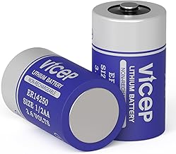 Lot de 2 Piles Lithium ER14250 1/2AA 3,6V Li-SOCL₂ 1200mAh LS14250 compatibles avec Les systèmes de sécurité Domestique, Les détecteurs de mouvements, Non Rechargeables