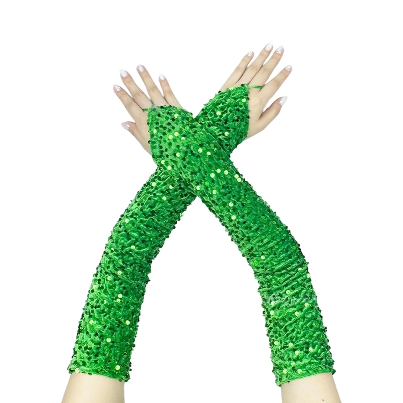 HEEZOU Bridal Fingerless Gloves With Sequins 1920s Theme Proms Evening Gala Costume For Women Lady Halloween Party Gloves