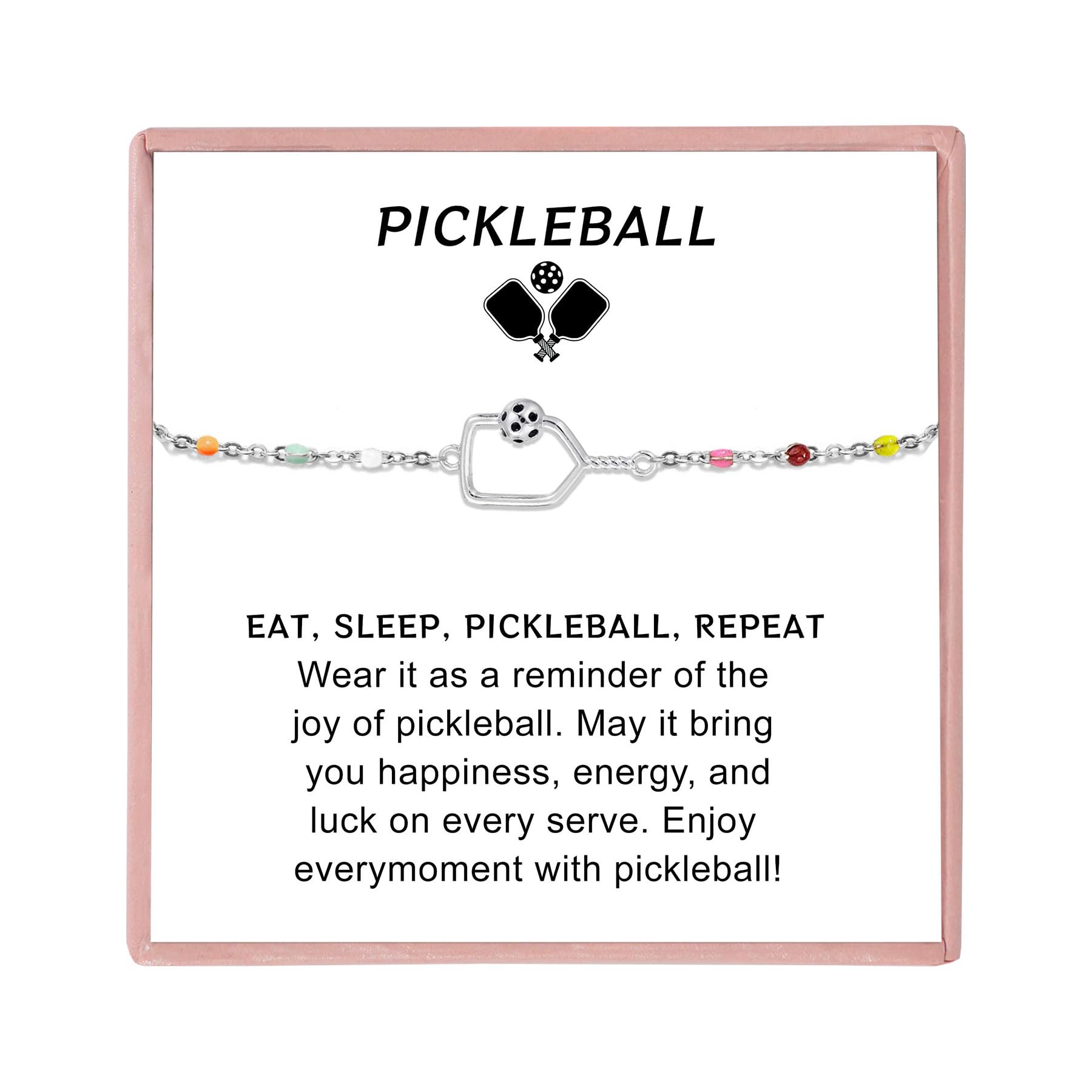 Gold/Silver Pickleball Bracelets for Women Adjustable Colourful Chain Pickleball Bracelet Gifts for Pickleball Lovers Sport