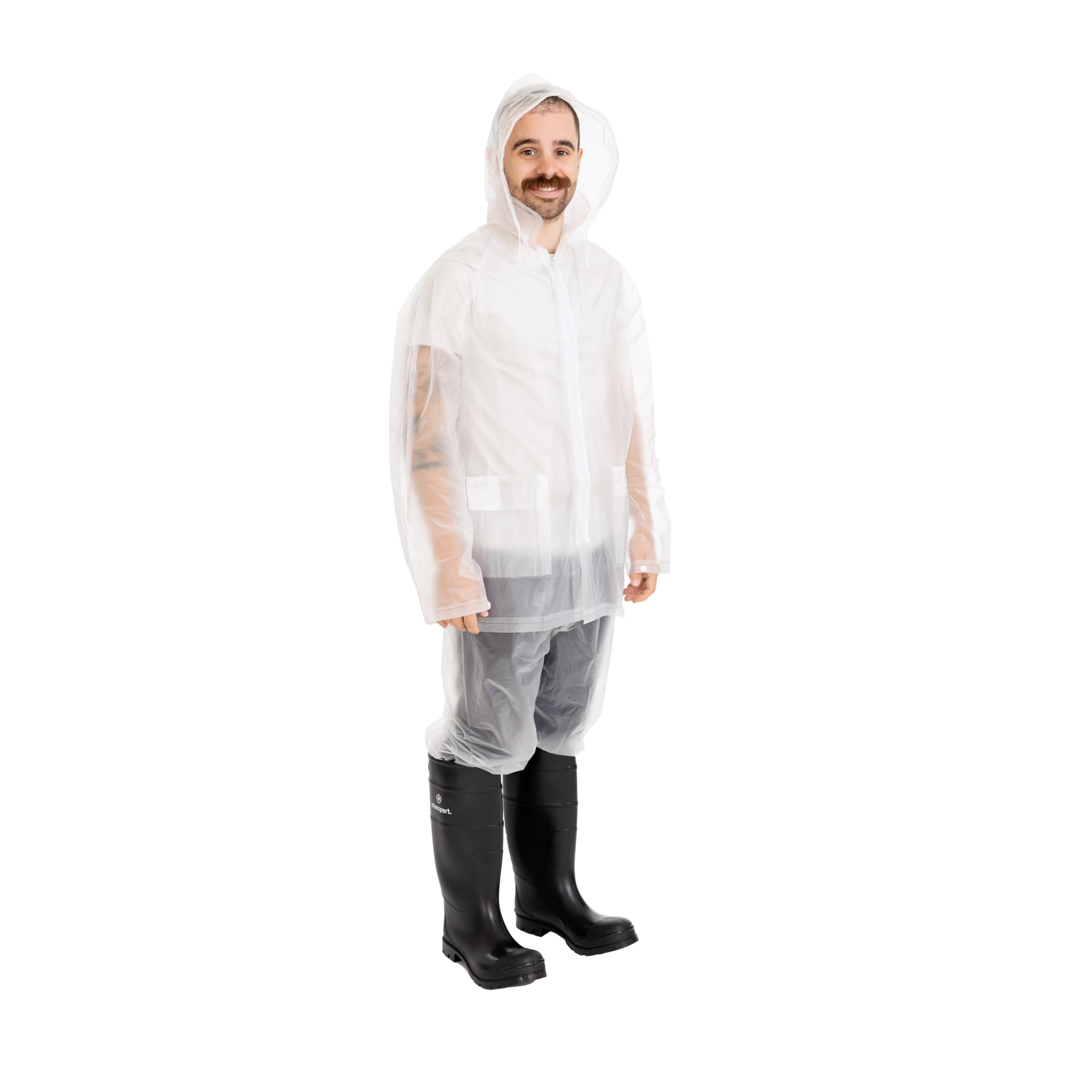 StanSport Clear-M - Traje Impermeable de Vinilo con Capucha, tamaño Mediano