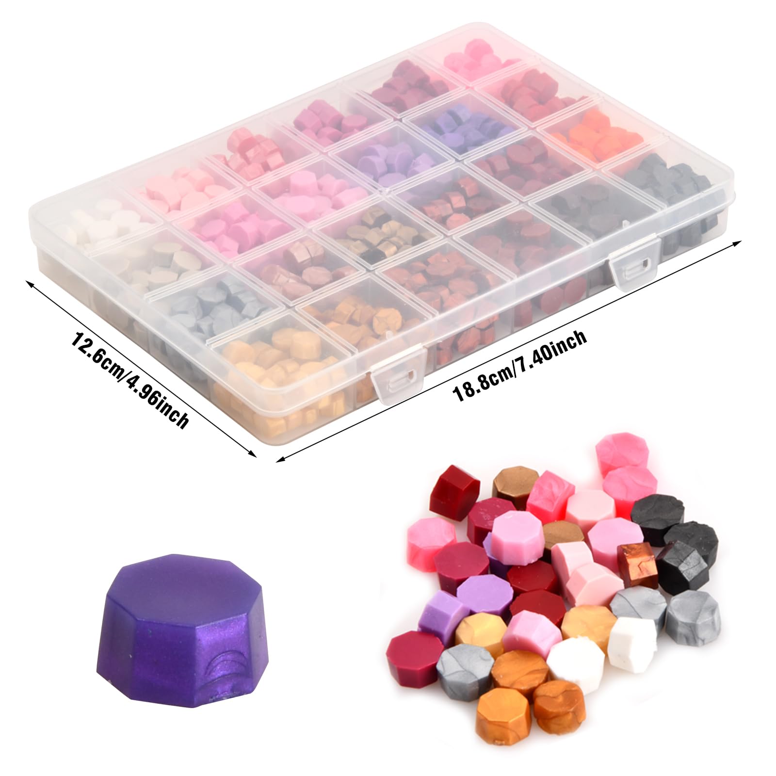 Perline di Ceralacca, 200 Pezzi Set di Timbro Ceralacca, Ceralacca Ottagonale, con 1 Cucchiaio e 4 Candele, per Inviti di Nozze, Buste, Lettere, Cartoline, Confezione Regalo (colore metallico