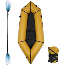 TPU Packraft Portable and Lightweight with Adjustable Carbon Fiber Kayak Paddle, 210 cm Yellow