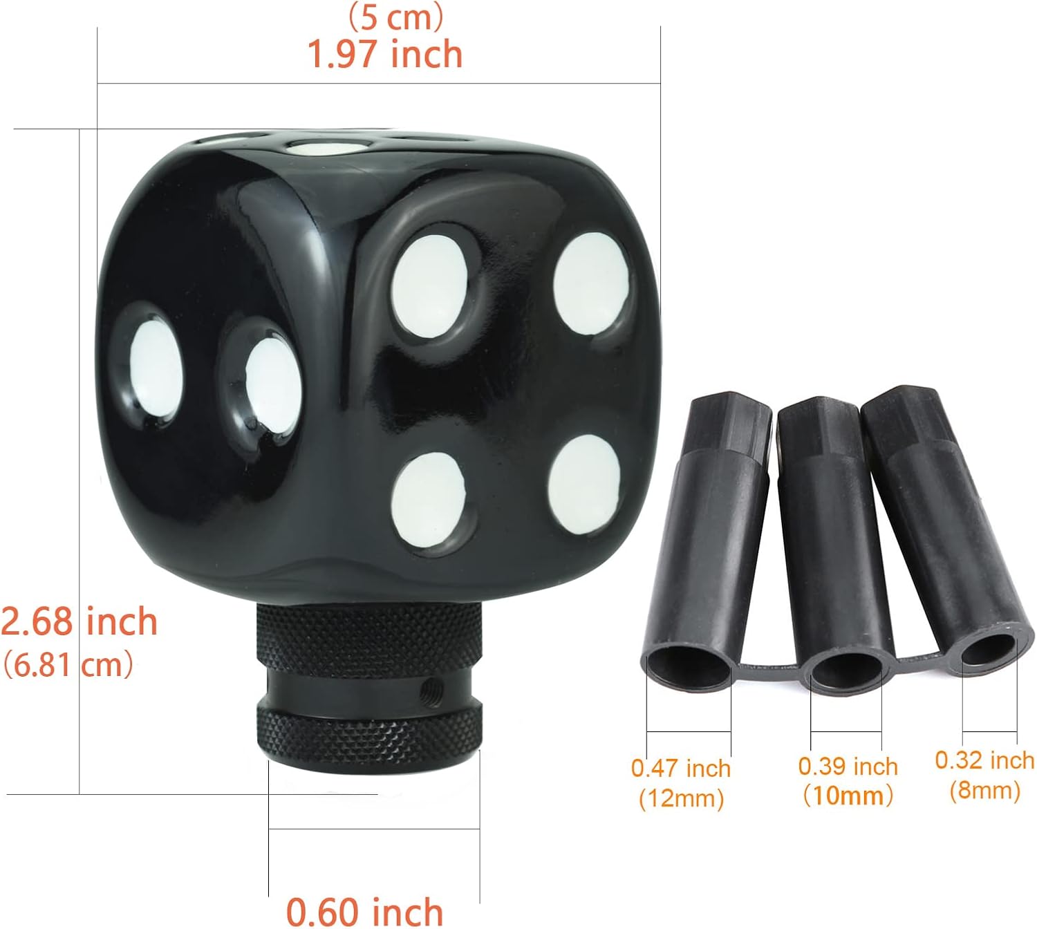 Dice Style Gear Lever Stick Shifter Knob Car Shift Head Grip Speed Handle Replacement Fit Regular Manual Auto Transmissions, Black White