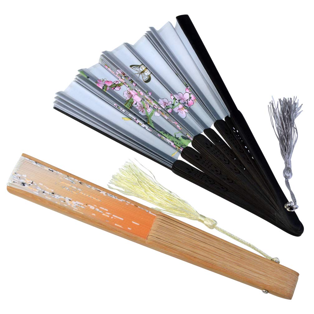 Lot De 2 Parasols Et éventails En Soie Huilée – Style Chinois – Diamètre 80 Cm – Pour Mariage, Décoration, Danse