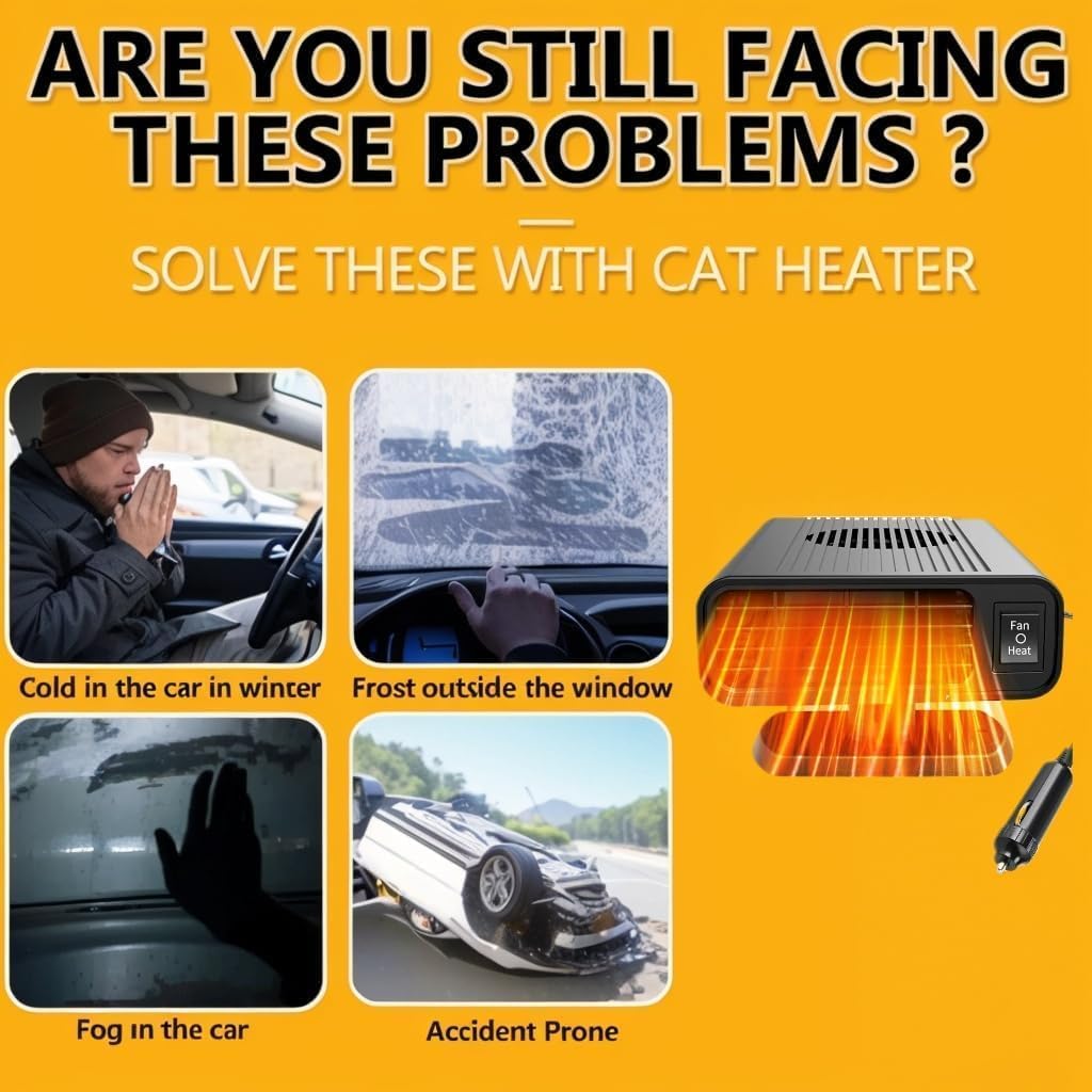Portable Car Heater, 2026 New upgraded Car Heater for Vehicle,12V Fast Heating Windscreen Defroster Defogger, 150W Car Heater That Plugs into Cigarette Lighter and Cooling Fan for All Cars
