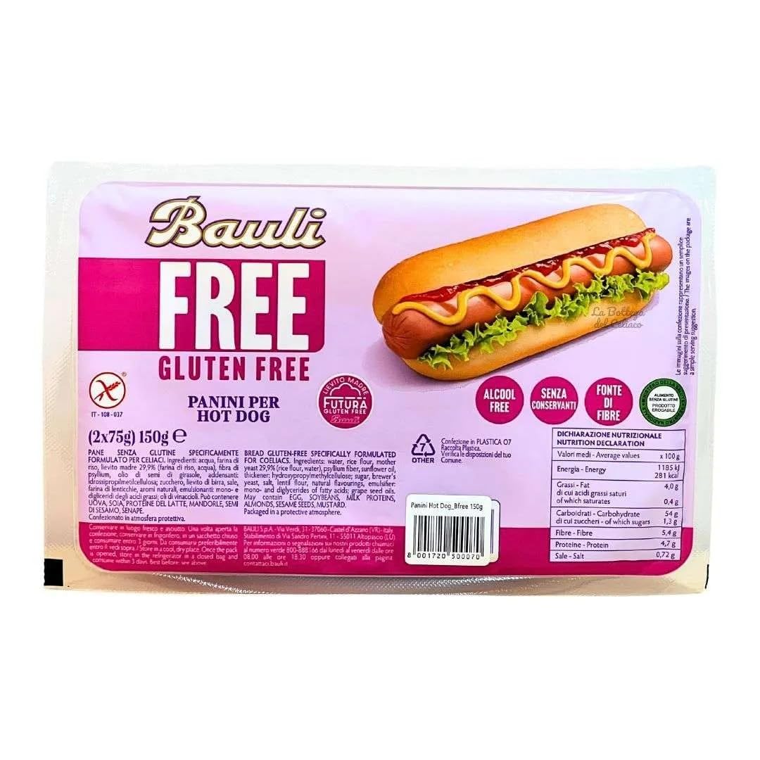 Italian Gourmet Bundle 6 x 150 g pains hot dog sans gluten riches en fibres sans conservateurs format 900 g snack repas rapides street food maison + Italian Gourmet Polpa