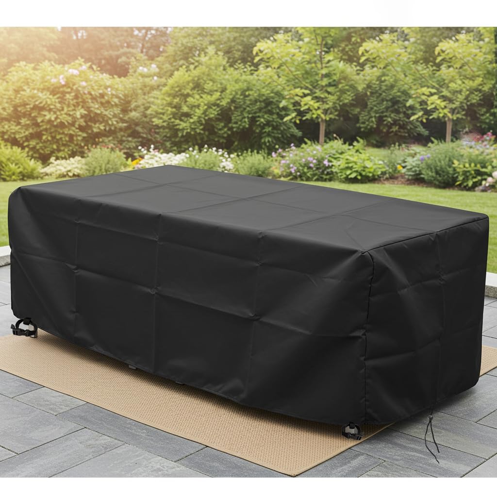 Bache Protection Salon de Jardin Exterieur 165x65x115cm / LxlxH Housse Salon de Jardin Bache pour Table Exterieur,420D Oxford Imperméable, Résistant aux Intempéries Abri Solaire pour Table - Noir