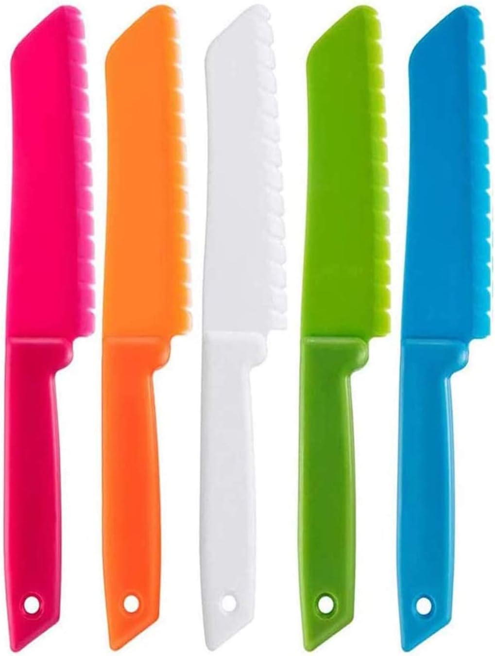 QincLing 5 Pieces Plastic Kid Kitchen Knife Set, Nylon Chef Knife