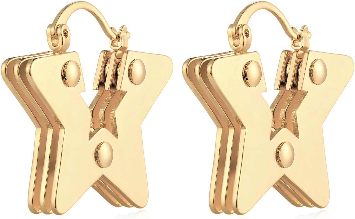 MYEARS Women Geometric Hoop Earrings Gold 14K Gold Plated Small Simple Hypoallergenic Everyday Jewelry